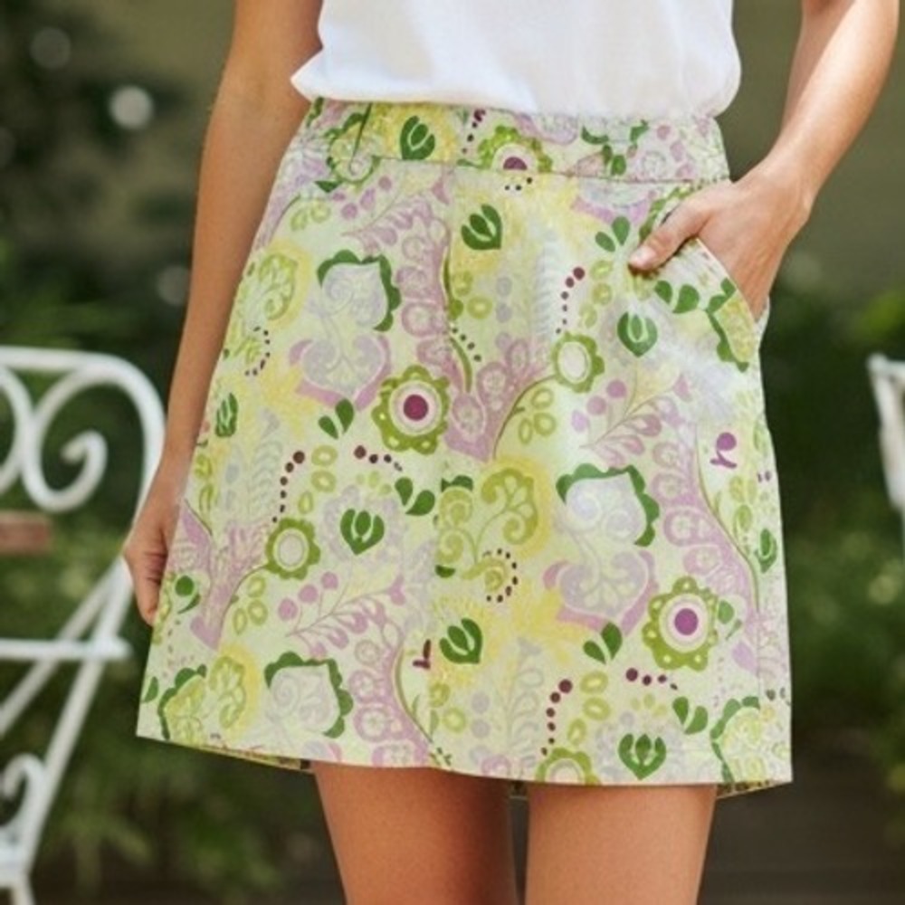 White Stag‎ Womens Green Floral Paisley Stretch Mini Skort Size 8 WL29B256P